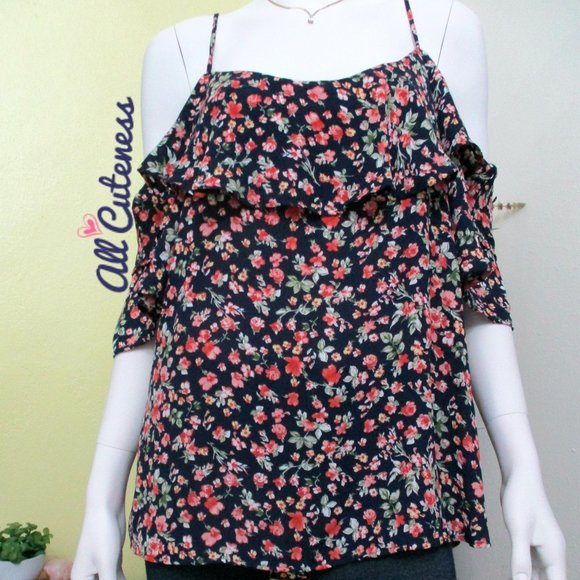 Mangosteen Tops - Plus Size Floral Print Blouse Size 2XL